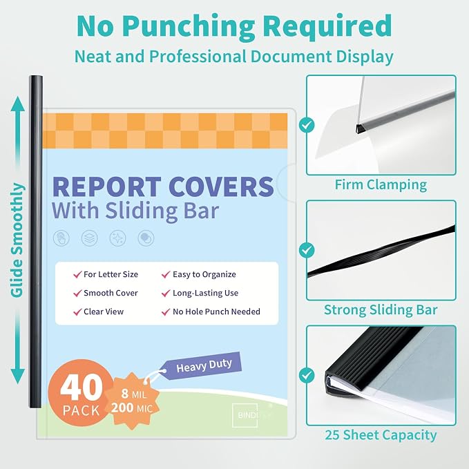 Binditek 40 Pack Heavyduty Clear Report Covers - Image 5