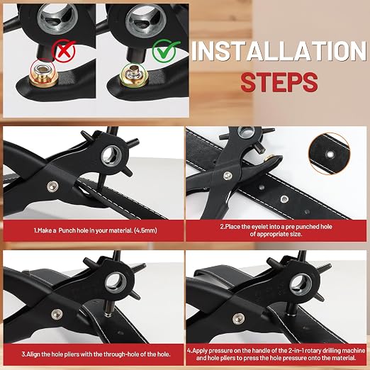 2 in 1 Leather Hole Punch, 3/16" 4.5mm Revolving Hole Puncher - Image 5