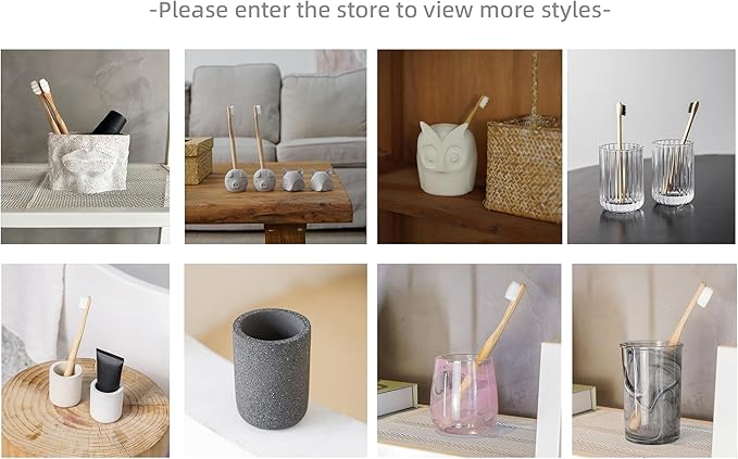 1PC Nordic - Style Textured Concrete Multi - Purpose Toothbrush Holders for Bathroom & Modern Pen Holder for Desk,Cement Toothbrush Stand-DeskLoop Office