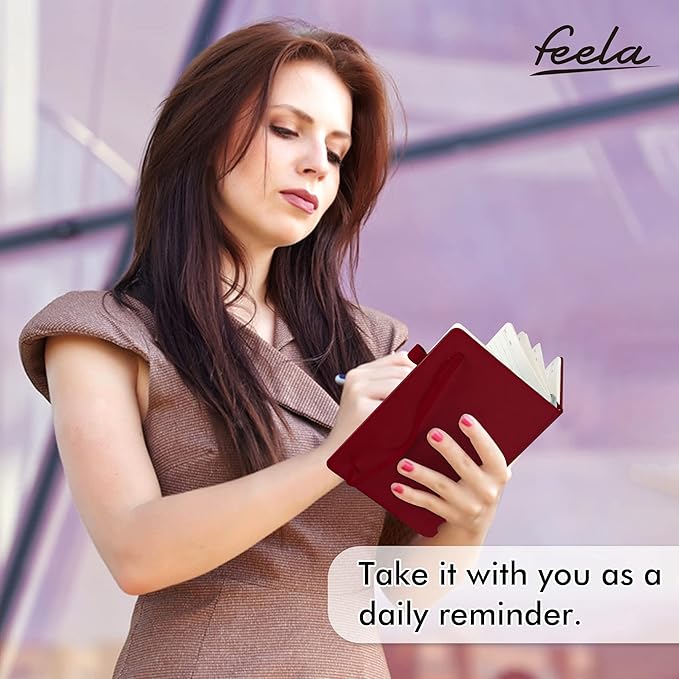 feela 24 Pack Journal Notebook for Work, Business Notebook Bulk Hardcover Lined Writing Journal with Pen Holder for Men Women Note Taking, with 24 Black Pens, 120 GSM, 5.1”x8.3”, A5, Wine-DeskLoop Office