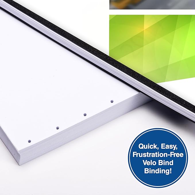 PrintWorks Professional Pre-Punched 11 Hole Velo Bind Paper for 11 Pin & 4 Pin Binding Spines - Book Binding Printer Paper - Made in the USA - 500 Sheets - 8.5" x 11" - 20 lb - 92 Bright White (04330)