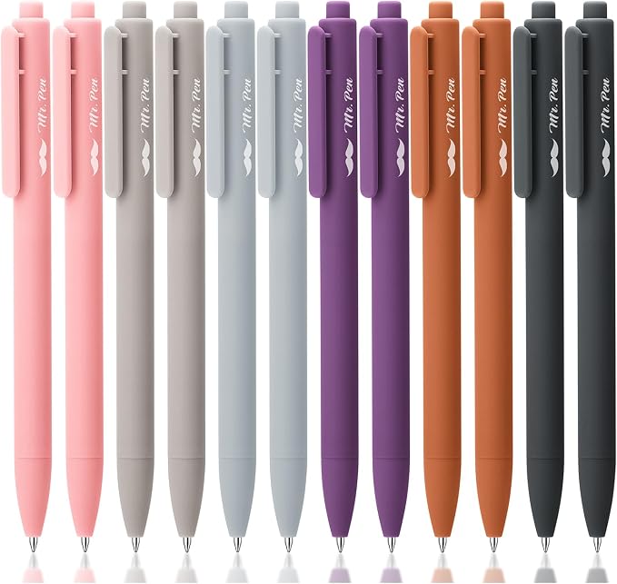 Mr. Pen- Retractable Gel Pens, 12 Pack, Earthly Neutrals Barrel | Fine Point by MrPen