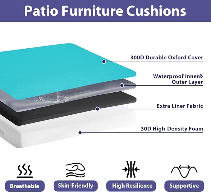 IPYNBAP Outdoor Chair Cushions Set of 4 -Waterproof Outdoor Seat Cushions - Image 2
