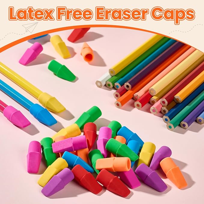 Sooez Pencil Top Erasers, 120 Pack Latex-Free Eraser Caps - Image 5