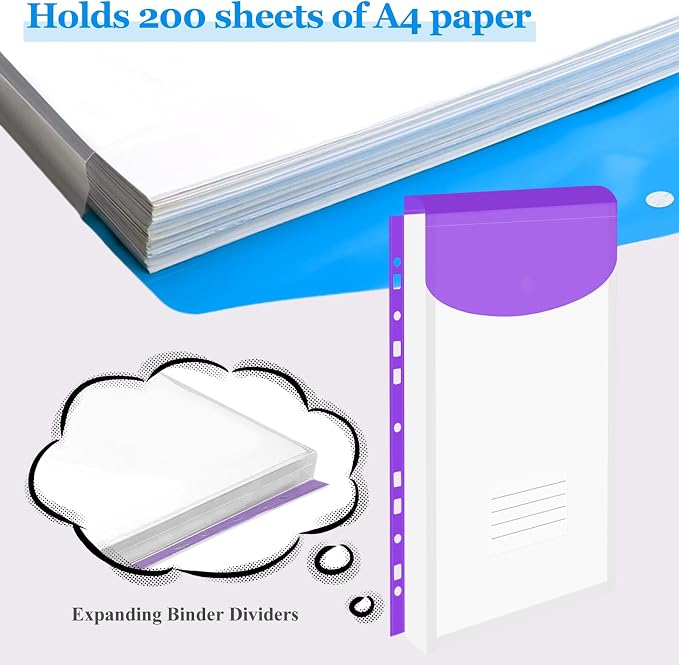 24 Pack Binder Folders with Pockets 11 Holes Expandable Dividers - Image 5
