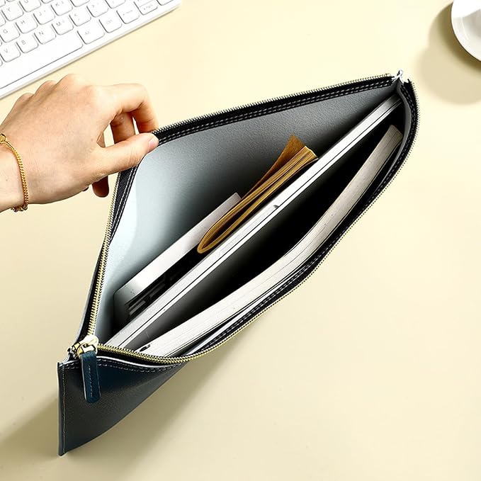PU Leather A4 File Folder Zipper Document Holder Envelope Folder Case - Image 6