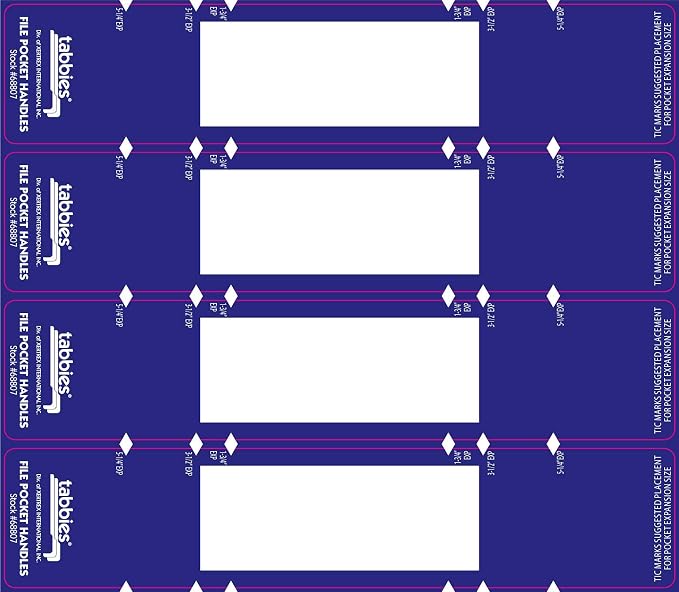 Tabbies File Pocket Handles, 9.63 X 2, Dark Blue/White, 12 Sheets/Pack by Tabbies