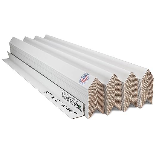 IDL Packaging Cardboard Edge Protector 2" x 2" x 36", Pack of 100 - White Kraft Cardboard Corner Protectors for Shipping - V-Board Reinforced Pallet Edge Protector - Eliminates Shifting of Packaging-DeskLoop Office