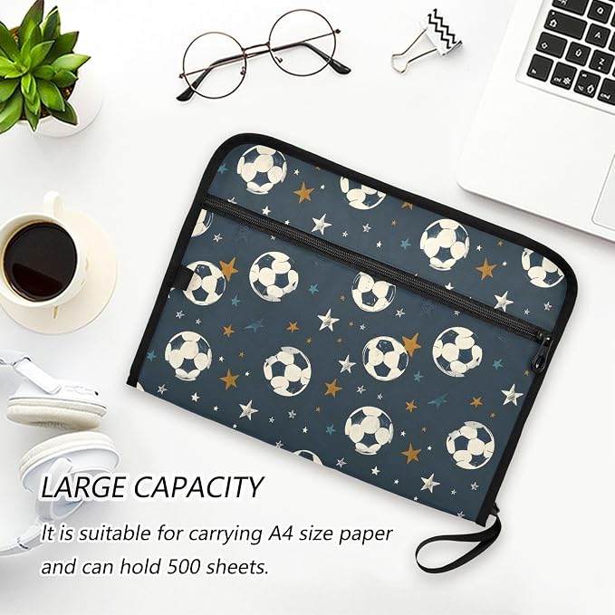 Expanding File Folder Soccer Black Accordion File Organizer 13 Pockets Document - Image 5