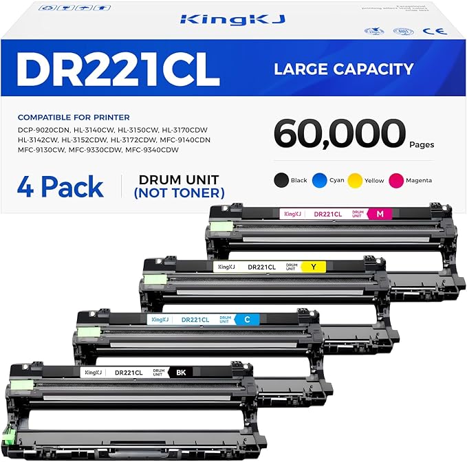 DR221CL Drum Unit (Not Toner)4-Pack Black Cyan Yellow Magent Compatible for Brother DR-221CL Imaging Drum for MFC-9130CW HL-3170CDW MFC-9340CDW HL-3140CW 3150CW MFC-9330CDW 9140CDN DCP-9020CDN Printer-DeskLoop Office