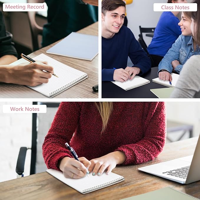 6 Pack 8.5 x 11'' Top Bound Office Steno Book Wide Ruled Double Sided Spiral Notebooks Reliable White Paper 70 Sheets/Pad Pastel Colors Covers for Writing School Notes(Earthy Color)-DeskLoop Office