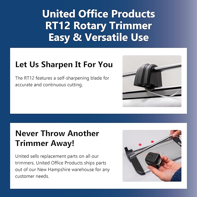 United Office Products RT12 Rotary Paper Trimmer, 12.5" Cut Length, 10 Sheet Capacity, Metal Base, Paper Cutter for Offices, Schools and Crafts-DeskLoop Office