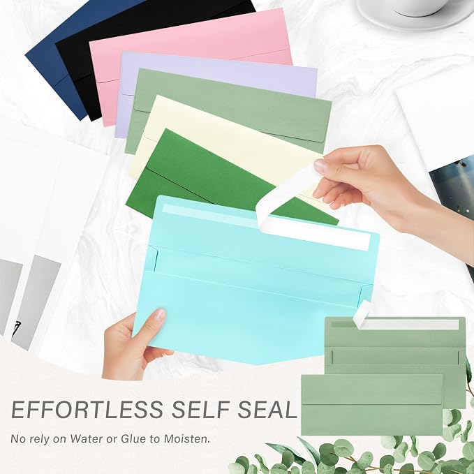100 Pack #10 Business Envelopes, Self Seal Standard Sage Green Envelopes - Image 5