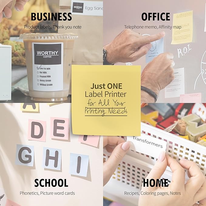 Nemonic AI | Label Printer | Sticky Note | Compatible with CHATGPT | Inkless Bluetooth Thermal Label Printer for Small Business | Portable Wireless-DeskLoop Office