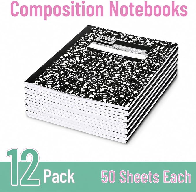 Mr. Pen- Composition Notebook, 12 Pack, Wide Ruled, 600 Sheets | 9.75" x 7.5" - Image 2