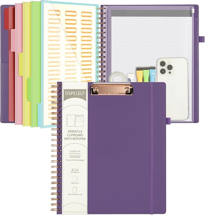 Ospelelf Leather Spiral Clipboard Folder by OspelelfOfficeSupplies