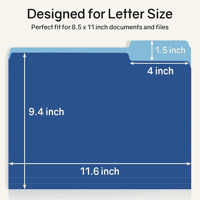 SUNEE File Folders, 100 Pack Manilla Folders 8.5 x 11, Colored File Folders - Image 2