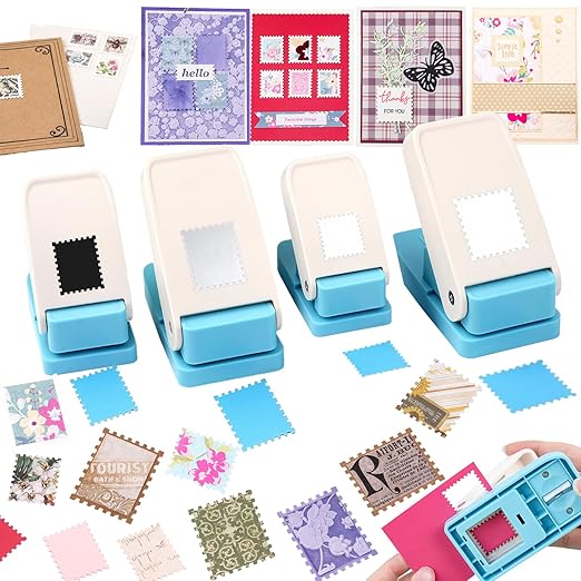 BAOFALI 4Pcs /Set Stamp Puncher Stamp Punch 1x0.8 &1.5 &1 &1.25x1.5inch Postage by BAOFALI
