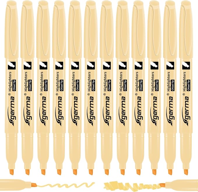 Cgerma Yellow Highlighters 12 Pack, Mild Pastel Color, Chisel Tip Soft by Cgerma