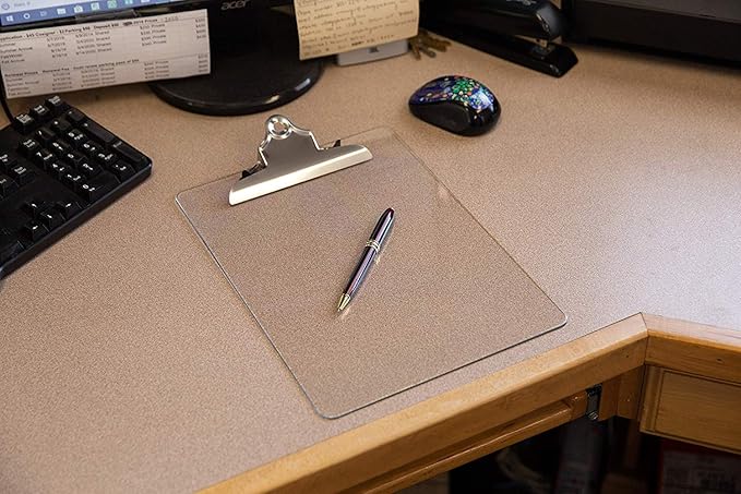Plastic Transparent Clipboards (Set of 6) Multi Pack Clipboard | Strong 12.5 x 9 Inch | Holds 100 Sheets! Acrylic Clipboards with Big Clips | School Supplies for Kids, Teachers, College Students