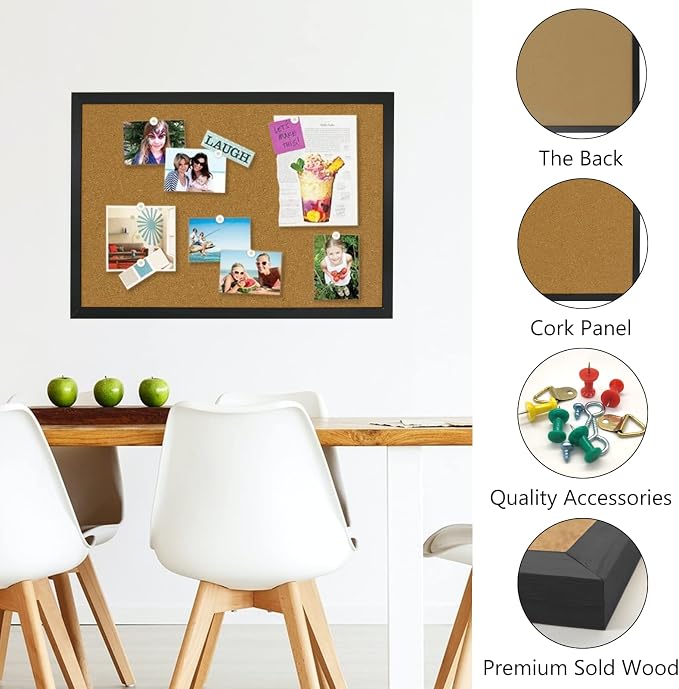 OWLKELA 2 Pcs Cork Board, 17.7"X 13.3" Bulletin Board, Vision Board, Notice Pin - Image 4