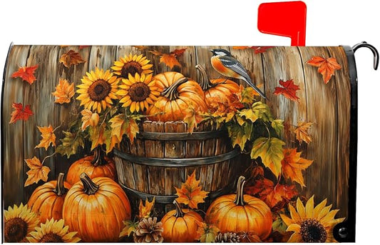Fall Pumpkin Mailbox Covers Magnetic Standard Size Thanksgiving Birds Mailbox by farg