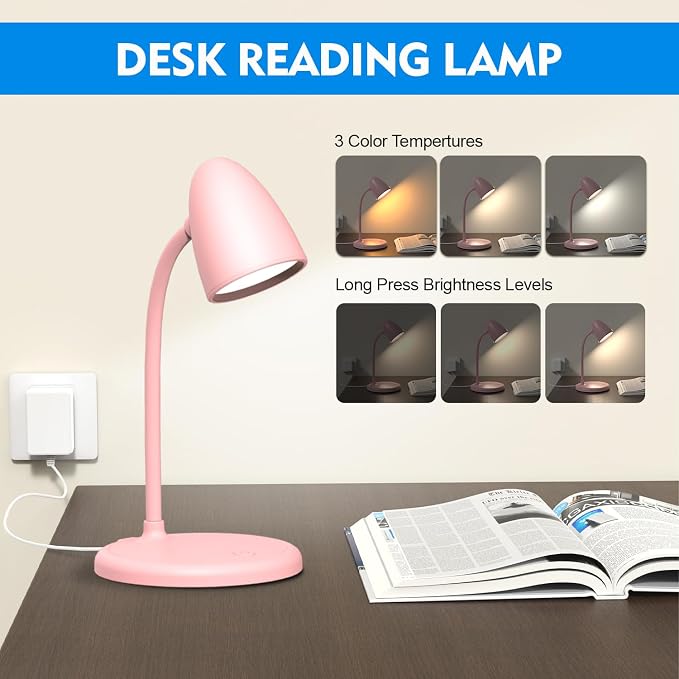 LED Desk Lamp for Home Office, 3 Light Colors, Table Lamp, Dimmable Reading - Image 5