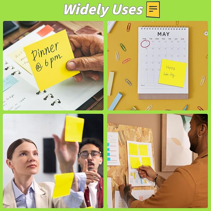 60Pack Yellow Sticky Notes 3x3, Self-Stick Pads, Self-Stick Pads 75 Sheets/Pad - Image 8