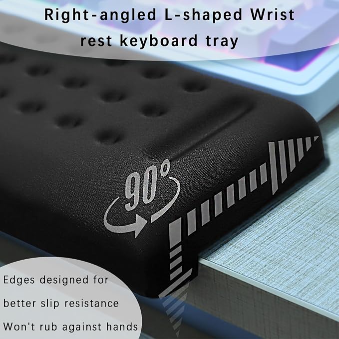 Pack of 2 L-Shaped Wrist Rest Keyboard, Memory Foam Arm Rest Desk, Ergonomic - Image 3