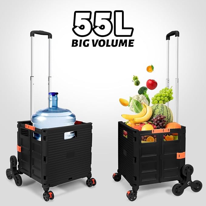 FELICON SELORSS Folding Utility Climber Cart Portable Rolling Crate-Black | - Image 6