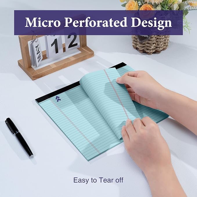 2 Pack Note Pads 11" x 9.5" Legal Pads College Ruled Notepad Micro Perforated - Image 3