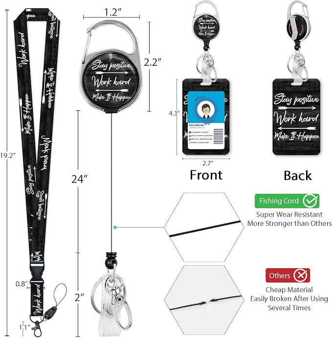 ID Badge Holder with Lanyard, Inspirational Quote Lanyards - Image 4