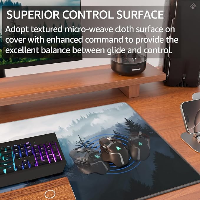 KTRIO Large Gaming Mouse Pad, Desk Mat, 31.5 x 15.7 in, Cloud Forest, XXL | - Image 2