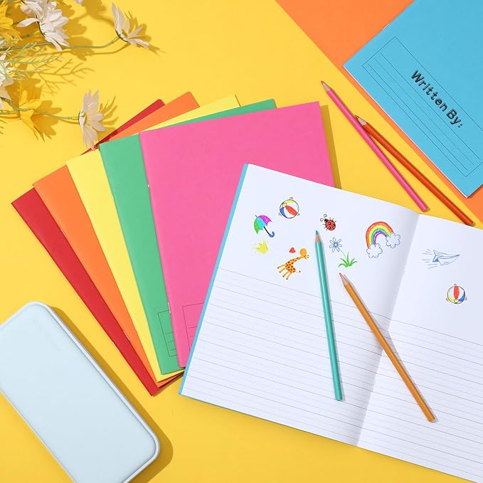 Henoyso 6 Pcs Primary Composition Notebook K-2 9 3/4 x 7 1/2 Inch Primary Journal, Back to School Supplies, Bulk Blank Writing Book for Kid to Write Draw Journal 60 Page Notebooks (Colorful)-DeskLoop Office
