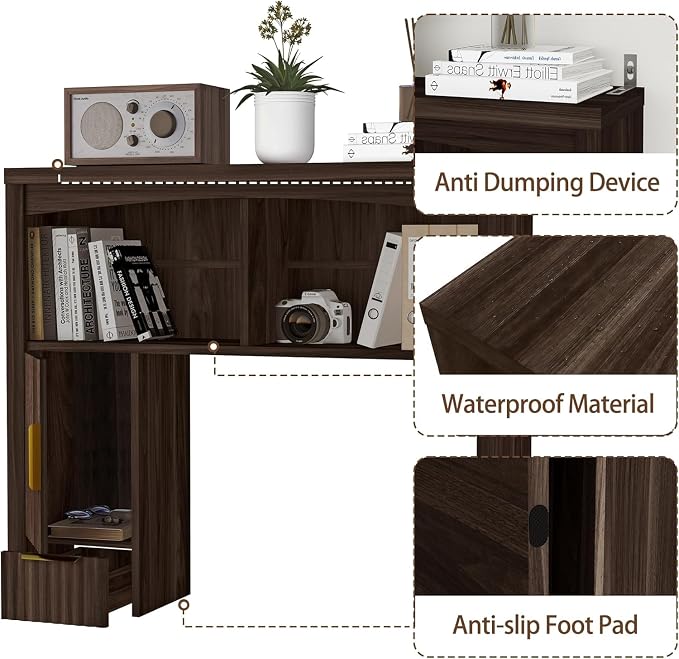 Desktop Shelf, Wooden Desk Hutch - Image 5