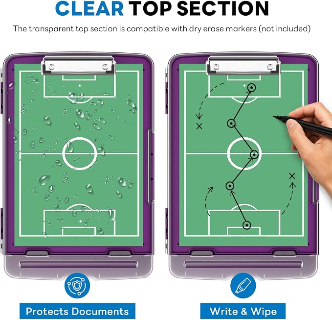 Clipboard with Storage and Pen Holder, Deep Purple 8.5 x 11'' Folder Side Open - Image 4