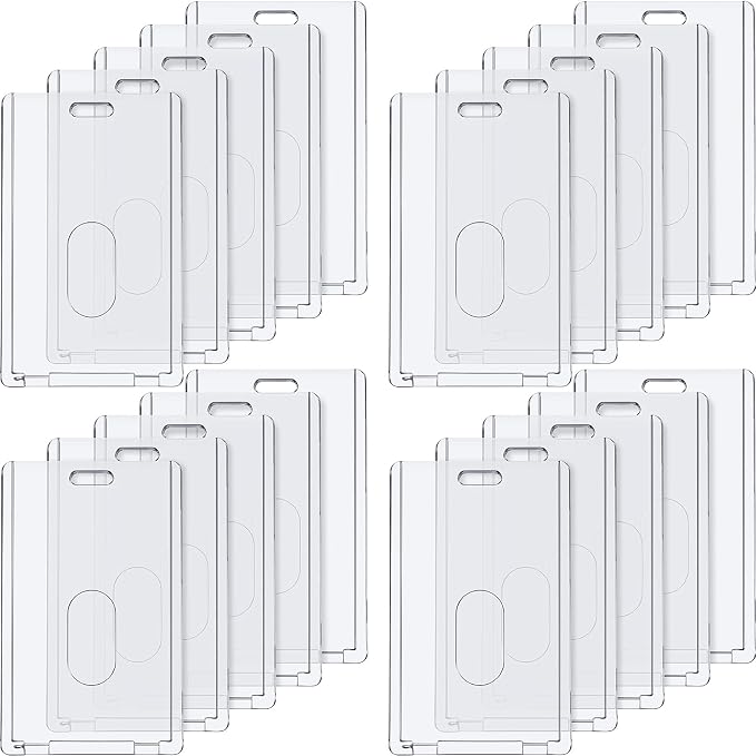 Chinco 120 Pcs Hard Plastic Badge Holder Vertical Clear ID Badge Holders by Chinco