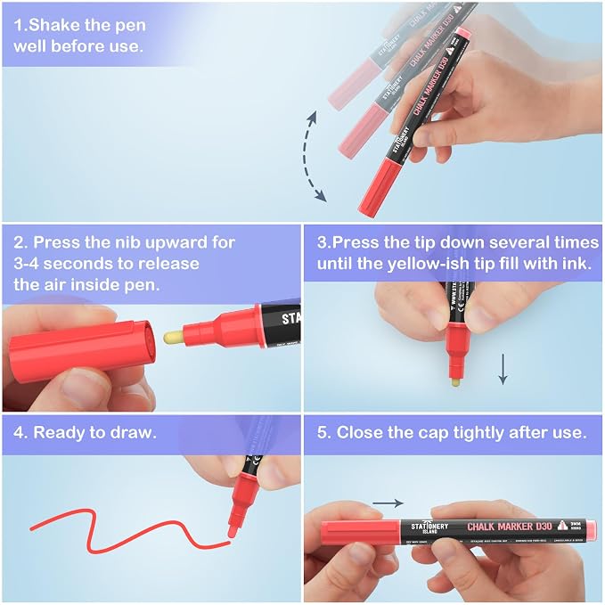 STATIONERY ISLAND Chalk Markers, Dry Erase Liquid Chalk Marker Pens Erasable - Image 5