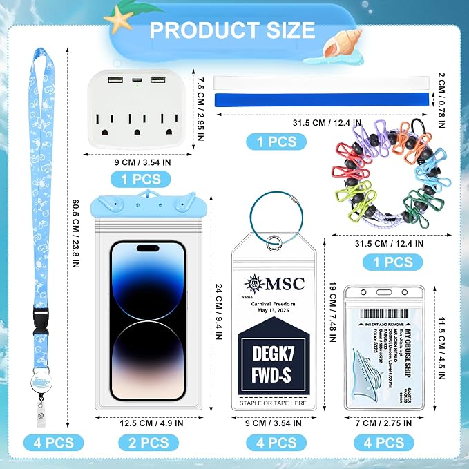 Cruise Essentials Kit for MSC Carnival, Luggage Tag Holders Lanyards, - Image 2