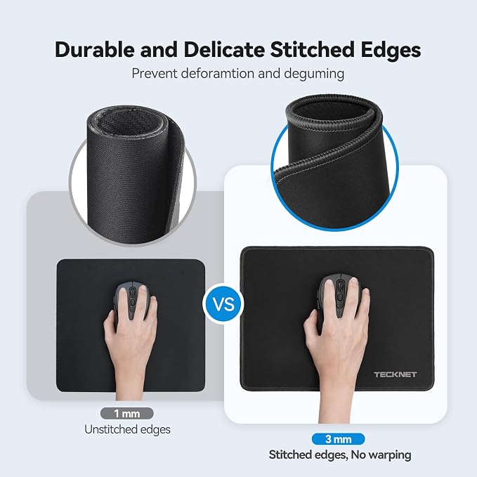 TECKNET Mouse Pad with Anti-fray Stitching, Waterproof Surface & Non-Slip - Image 2