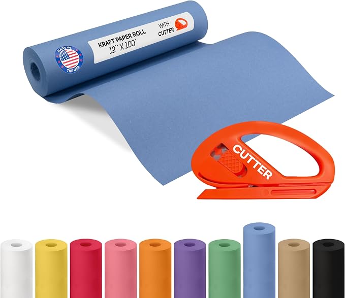 Blue Kraft Paper Roll 12" x 1200" by IDLPackaging