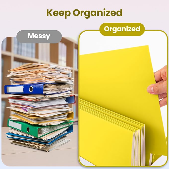 BIBRADAA® 50 Packs Yellow Folders, Paper Folder Surface - Image 3