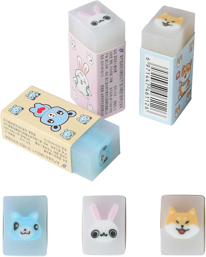 18Pcs Cute Animal Erasers for Kids Bulk, Kawaii Fun Pencil Jelly Erasers for School Classroom Supplies Prize Gifts Party Favors-DeskLoop Office