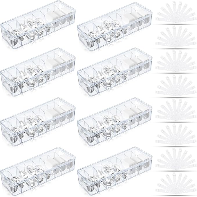 Tatuo 8 Pcs Cord Organizer for Drawer Desktop, Cable Organizer Box by Tatuo