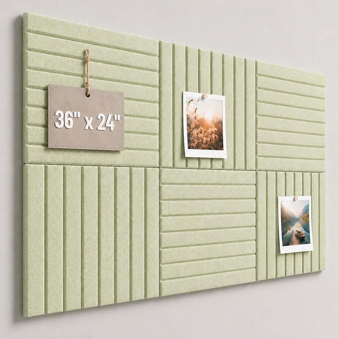 Stripe Felt Bulletin Board Tiles, Cork Board Alternative 24 x 36 in | 0.35 in by CreateYourIdealSpace