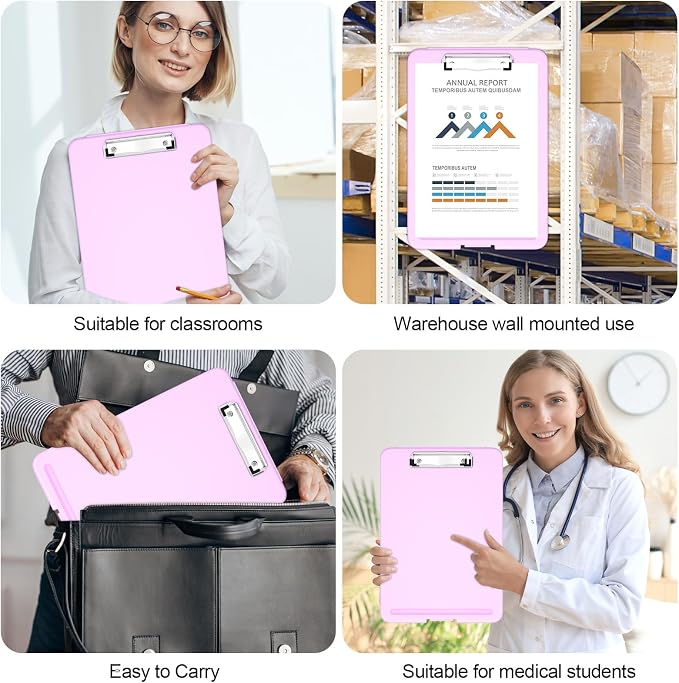 Hongri Clipboard with Storage, 8.5 x 11 Clip Board Foldable, Pale Pink | Bottom - Image 7
