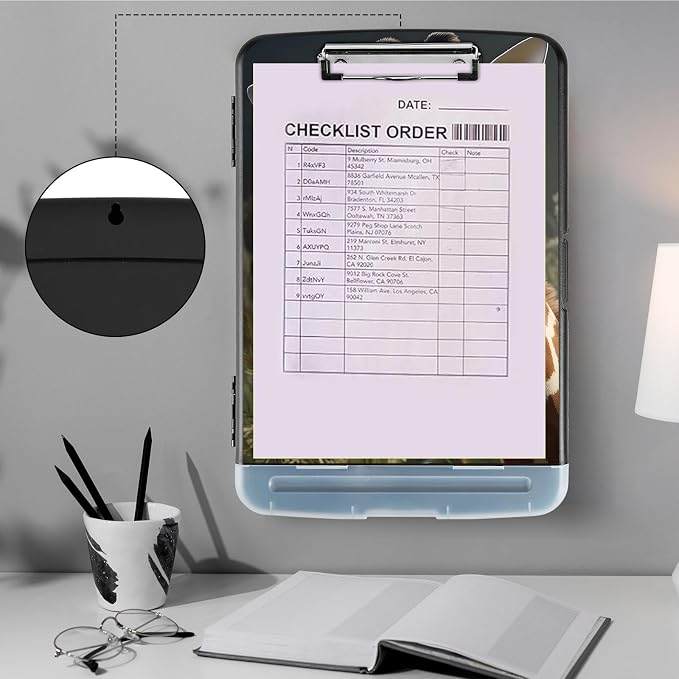 Clipboard with Storage, Heavy Duty Plastic Storage Clipboard with Low Profile - Image 4