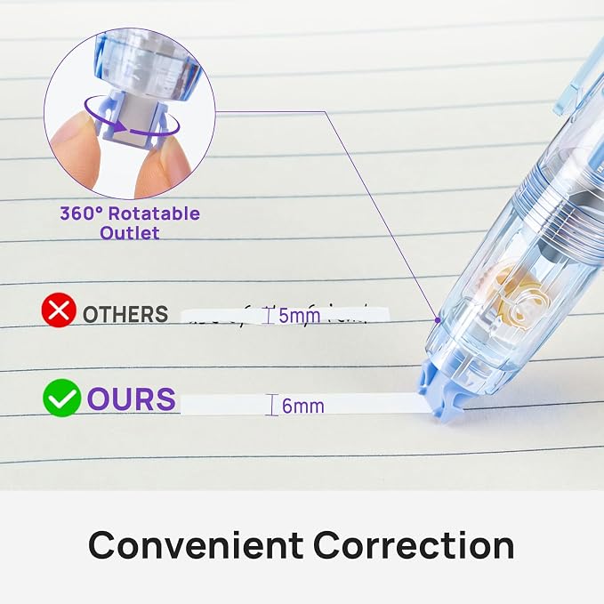 Refillable Retractable Correction Tape, Smooth Pull Out White Correction Tape - Image 3