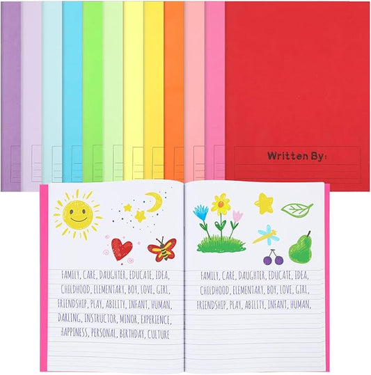 Henoyso 12 Pcs Primary Composition Notebook K-2 9 3/4 x 7 1/2 Inch Primary Journal, Back to School Supplies, Bulk Blank Writing Book for Kid to Write Draw Journal 60 Page Notebooks (Multicolored)-DeskLoop Office