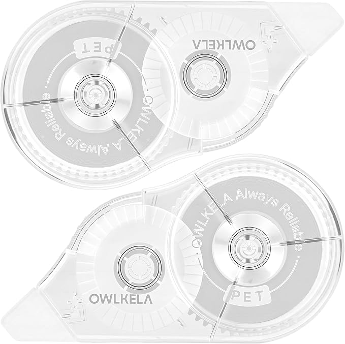 OWLKELA 2 Pack Plus Correction Tape, Tear-Resistant White Correction Tape by OWLKELA